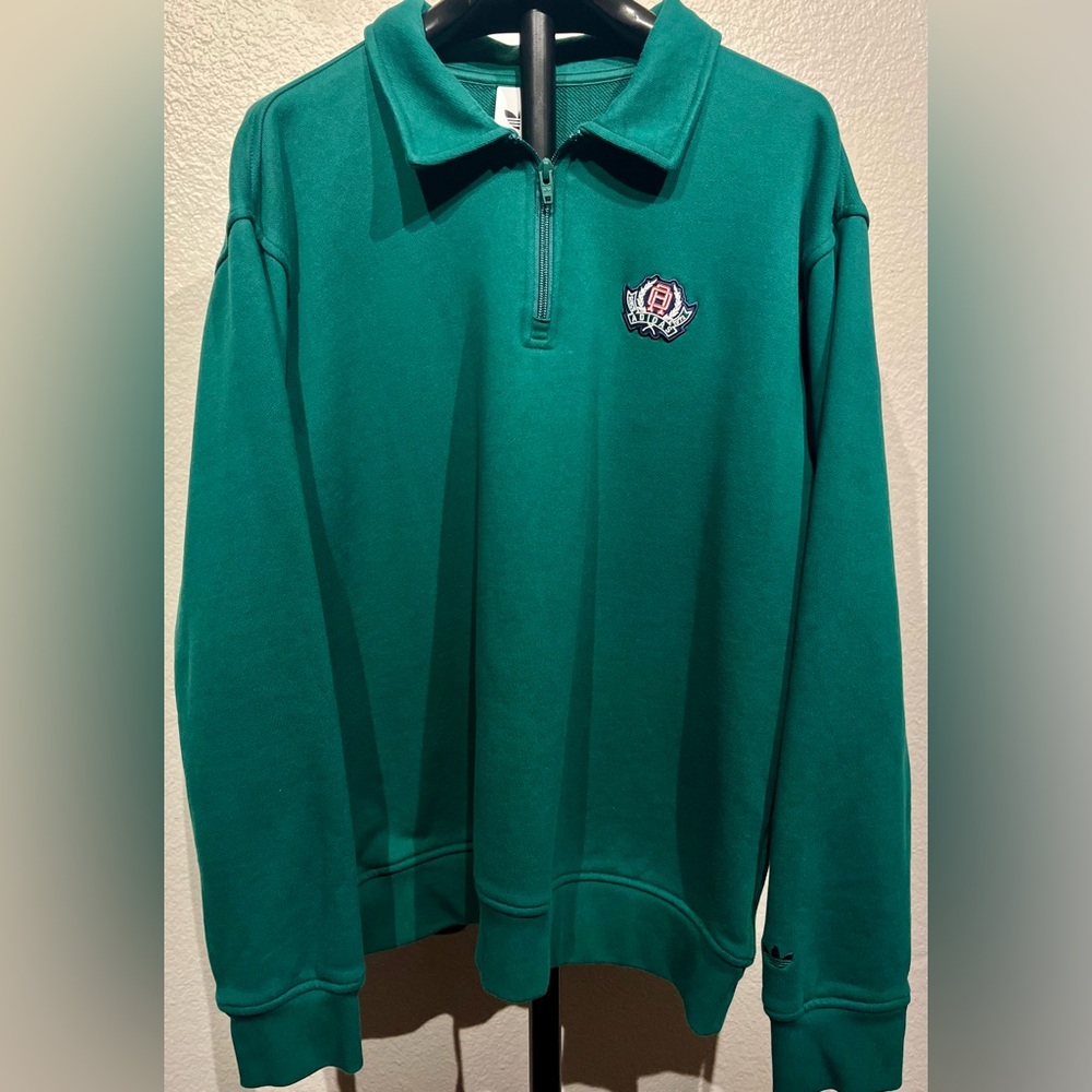 Adidas Green Varsity Loose Quarter-Zip Sweatshirt - Size M (Men’s)